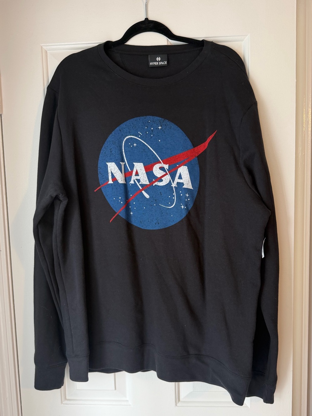 NASA Logo Black Crewneck Sweatshirt by Hyper Space